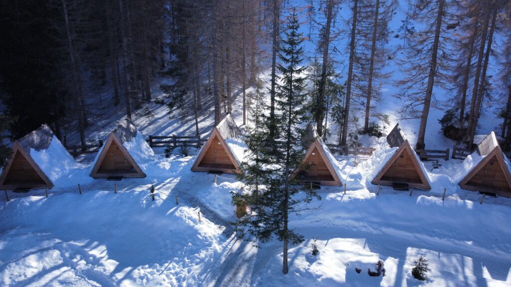 Casette in legno del Camping Sass Dlacia