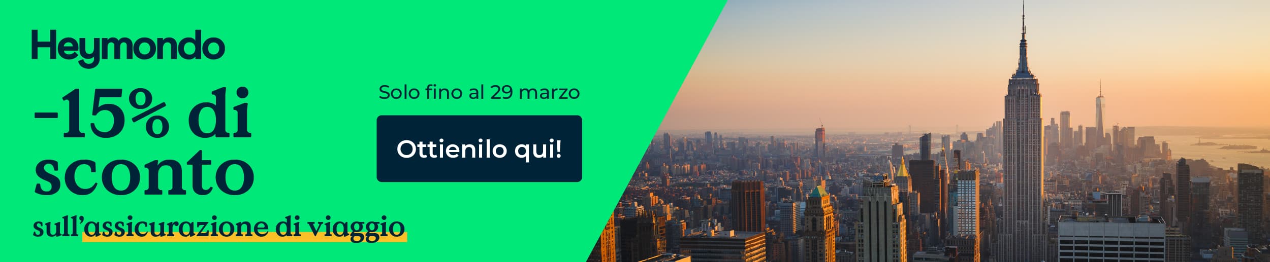 Sconto 15% polizza viaggio